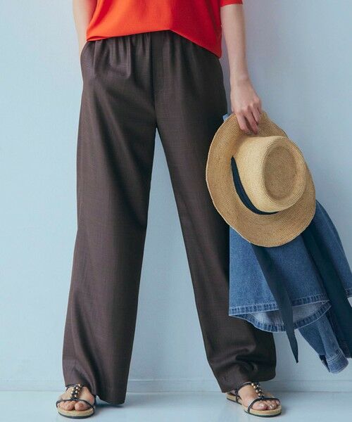 23区 / ニジュウサンク その他パンツ | 【接触冷感/UVカット/洗える】ドライスラブストレッチ ワイド パンツ(ダークブラウン系)