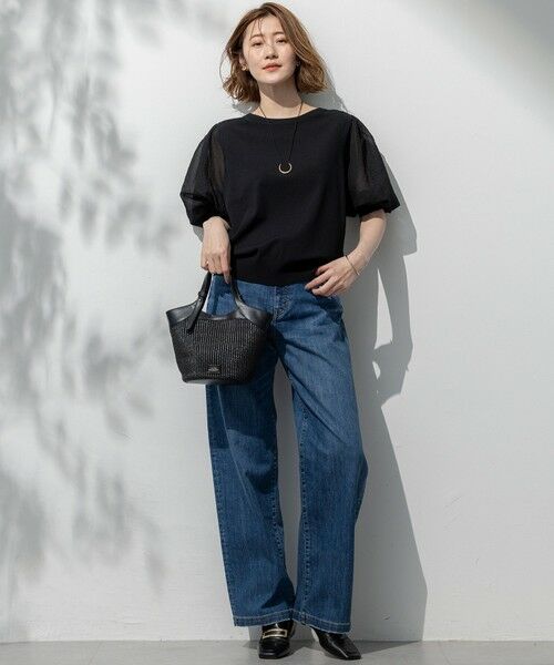 新品タグ付き　23区ストレートパンツ 接触冷感】23区DENIM サマー ストレート ワイド パンツ （デニム