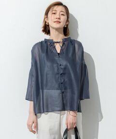 23区 / ニジュウサンク シャツ・ブラウス | 【洗える】ソフトシアーフィルム ギャザー ブラウス