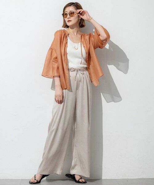 23区 / ニジュウサンク シャツ・ブラウス | 【洗える】ソフトシアーフィルム ギャザー ブラウス | 詳細1