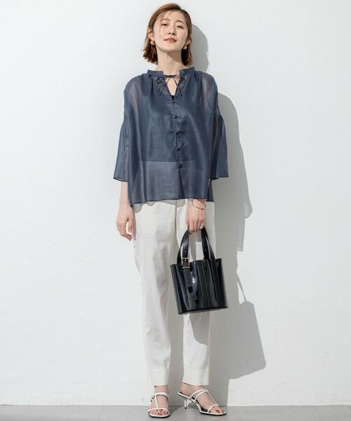 23区 / ニジュウサンク シャツ・ブラウス | 【洗える】ソフトシアーフィルム ギャザー ブラウス | 詳細15