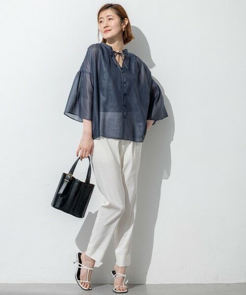 23区 / ニジュウサンク シャツ・ブラウス | 【洗える】ソフトシアーフィルム ギャザー ブラウス | 詳細16