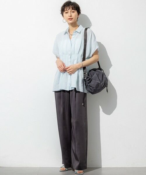 新品未使用タグ付　23区 リネンシャツ ブラウス　LIBECO セール】 【洗える】LIBECOリネン タック デザイン シャツ