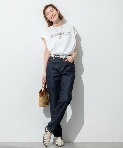 23区 / ニジュウサンク カットソー | 【接触冷感/洗える】BON-PRESAGE ロゴ フレンチスリーブ Tシャツ | 詳細1