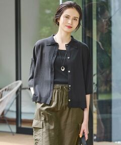23区 春 夏 サマーニットジャケット ネイビー レーヨン ニットジャケット(40サイズ ブルー系): レディース｜メーカーズ