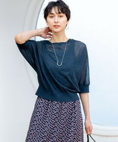 23区 / ニジュウサンク カーディガン・ボレロ | 【前後着用可能/洗える】シャイニーシアー 5分袖 カーディガン