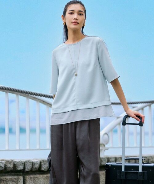 23区 / ニジュウサンク その他パンツ | 【Oggi9月号掲載/撥水加工】スムースサテン タック ワイド パンツ | 詳細1