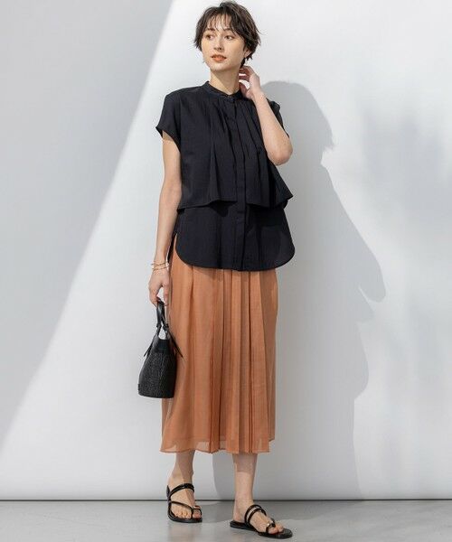 23区 / ニジュウサンク ミニ・ひざ丈スカート | 【洗える】ソフトシアーフィルム タック スカート | 詳細2