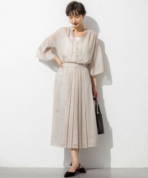 23区 / ニジュウサンク ミニ・ひざ丈スカート | 【洗える】ソフトシアーフィルム タック スカート | 詳細7