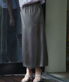 23区 / ニジュウサンク ミニ・ひざ丈スカート | 【撥水加工/洗える】スムースサテン Iライン スカート