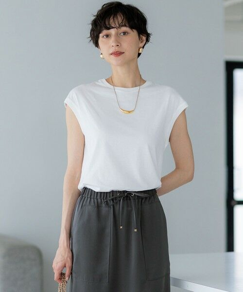 セール】 【洗える】コンパクトヤーン フレンチスリーブ Tシャツ