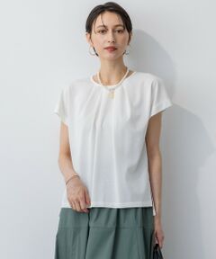 23区 / ニジュウサンク カットソー | 【接触冷感/洗える】ツイストコットンプレーティング タックデザイン カットソー