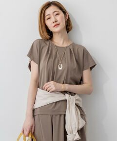 23区 / ニジュウサンク カットソー | 【接触冷感/洗える】ツイストコットンプレーティング タックデザイン カットソー