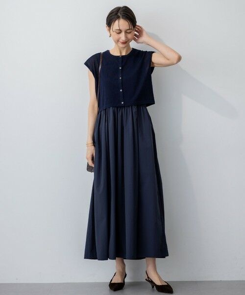 madameh 昼顔ワンピース 38 ネイビー madameh 昼顔ワンピース 38 ネイビー