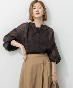23区 / ニジュウサンク シャツ・ブラウス | 【洗える】ドットフロッキー ボリュームスリーブ ブラウス
