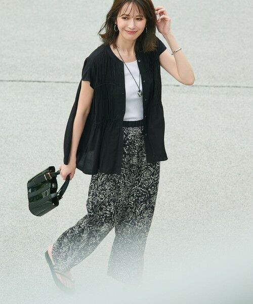 23区 / ニジュウサンク シャツ・ブラウス | 【接触冷感/WEB&一部店舗限定】レーヨンスパローン ティアード ブラウス | 詳細1