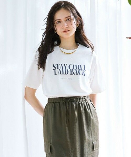 23区/ニジュウサンク 【SLOW/一部店舗限定】MVSコットン ロゴTシャツ オフホワイトxダークパープルロゴ 38 23区/ニジュウサンク 【SLOW/一部店舗限定】MVSコットン ロゴTシャツ オフホワイトxダークパープルロゴ 38