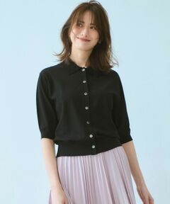 23区 / ニジュウサンク カーディガン・ボレロ | 【洗える/吊り干しOK】ヴィスコースストレッチ ポロニット カーディガン