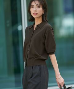 23区 / ニジュウサンク カーディガン・ボレロ | 【洗える/吊り干しOK】ヴィスコースストレッチ ポロニット カーディガン