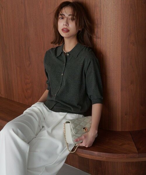 23区 / ニジュウサンク カーディガン・ボレロ | 【洗える/吊り干しOK】ヴィスコースストレッチ ポロニット カーディガン | 詳細3