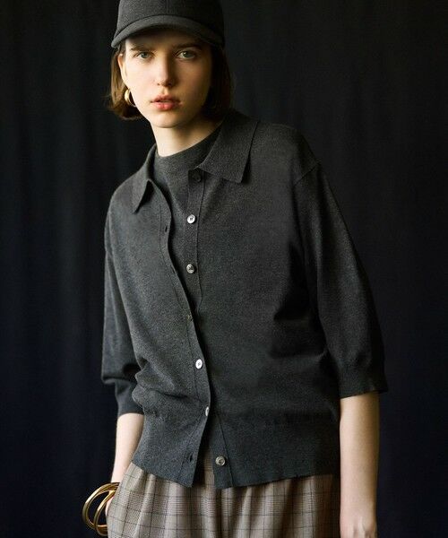 23区 / ニジュウサンク カーディガン・ボレロ | 【洗える/吊り干しOK】ヴィスコースストレッチ ポロニット カーディガン | 詳細1