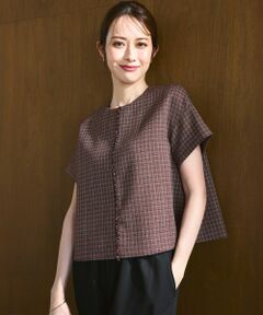 23区 / ニジュウサンク シャツ・ブラウス | 【洗える】ツイーディーカラーミックス ハーフスリーブ ブラウス