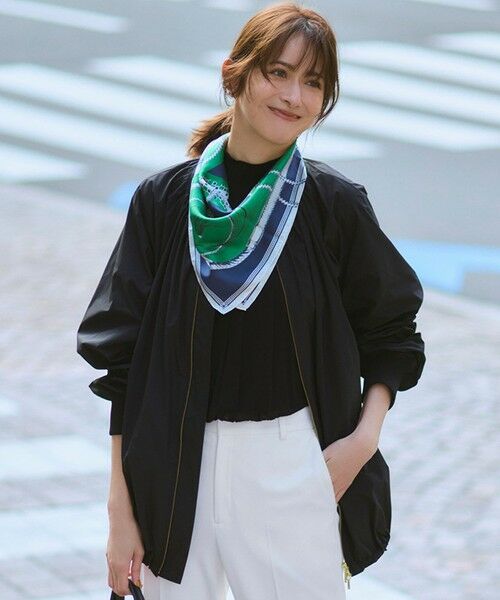 23区/ニジュウサンク 【撥水加工】ソフトメモリータフタ ミドル丈 ブルゾン ブラック系 38