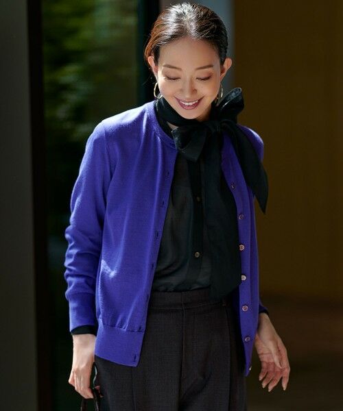 23区/ニジュウサンク 【洗える】サステナブルウール ベーシック カーディガン ブルー系 38 23区/ニジュウサンク 【洗える】サステナブルウール ベーシック カーディガン ブルー系 38