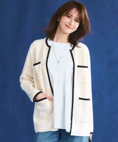 23区 / ニジュウサンク その他アウター | 【洗える】ミニブークレニット バイカラー ジャケット