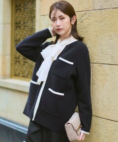 23区 / ニジュウサンク その他アウター | 【洗える】ミニブークレニット バイカラー ジャケット