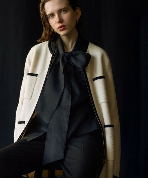 23区 / ニジュウサンク その他アウター | 【洗える】ミニブークレニット バイカラー ジャケット | 詳細1