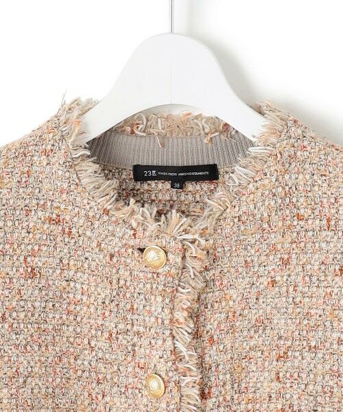 【美品】23区 ニジュウサンク ミックス ツイード ノーカラージャケット 11号 23区（ニジュウサンク）の「GIOLICA カラーミックスツイード