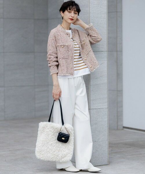 美品　plage プラージュ ツイード刺繍 ノーカラージャケット　オフ白　Ｍ 美品 plage プラージュ ツイード刺繍 ノーカラージャケット オフ