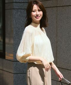 23区 / ニジュウサンク ニット・セーター | 【洗える】シアーギャザー ハイネック ニット