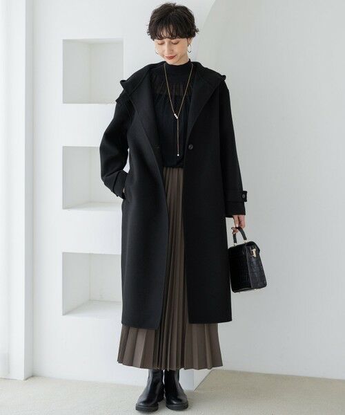 洗える】シアーギャザー ハイネック ニット （ニット・セーター