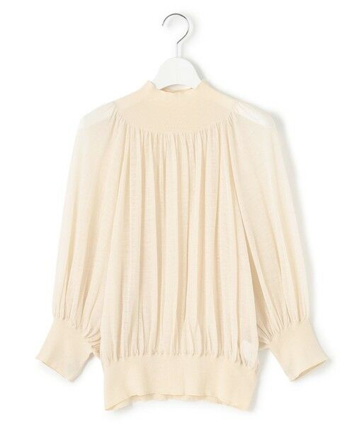 JURGEN LEHL ホワイト ハイネックニット 新品未使用♡ 洗える】シアーギャザー ハイネック ニット （ニット・セーター