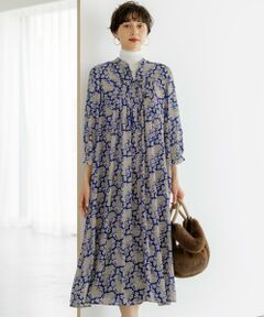 美品　23区　Ratti フラワープリント ワンピース　花柄　ボタニカル　ブルー 23区 Ratti フラワープリント ワンピース 花柄 ボタニカル