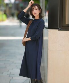 美品✨23区 ジレ ワンピース マキシ丈 大きいサイズ 22年 洗濯可 ネイビー セール】 【VERYコラボ】トリアセダブルジョーゼット つけ襟