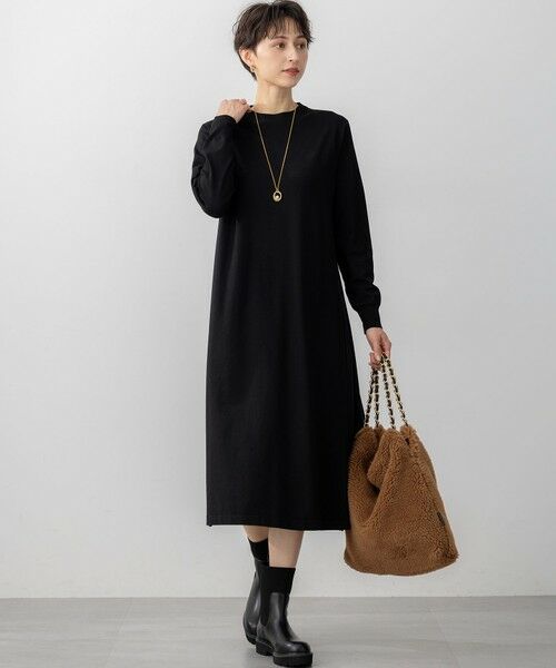 23区 / ニジュウサンク ミニ丈・ひざ丈ワンピース | 【洗える/吊り干しOK】ヴィスコースストレッチ  バックデザイン ニットワンピース | 詳細1