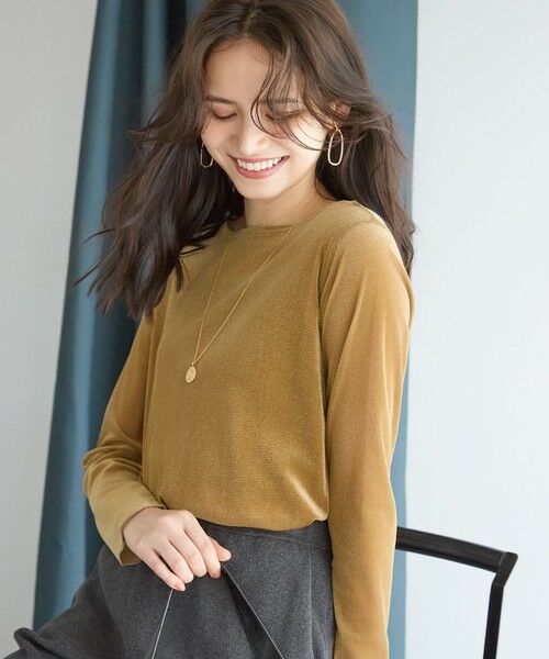 23区/ニジュウサンク 【SLOW/一部店舗限定】ブラッシュドチュール メッシュベロア カットソー キャメル系 40 23区/ニジュウサンク 【SLOW/一部店舗限定】ブラッシュドチュール メッシュベロア カットソー キャメル系 40