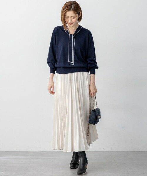 23区 / ニジュウサンク ニット・セーター | 【洗える】ウーステッドウール ボウタイ ニット | 詳細14