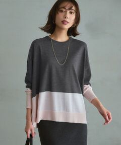 23区 / ニジュウサンク ニット・セーター | 【洗える】ウーステッドウール カラーブロック ニット