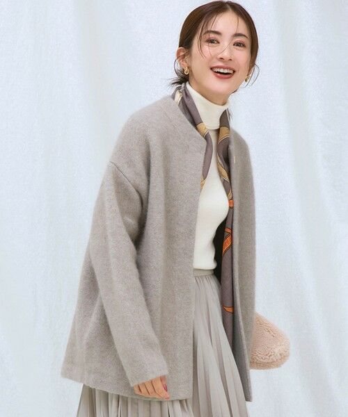 23区/ニジュウサンク 【見上愛さん着用/洗える】ラクーンブレンドダブルフェイス ニット アウター ベージュ系 38