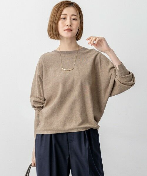 23区/ニジュウサンク 【洗える/吊り干しOK】ヴィスコースストレッチ ドルマンスリーブ ラメ ニット ブラウン系 38 23区/ニジュウサンク 【洗える/吊り干しOK】ヴィスコースストレッチ ドルマンスリーブ ラメ ニット ブラウン系 38