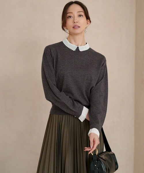 23区 / ニジュウサンク ニット・セーター | 【VERY・CLASSY.掲載/洗える】エンブロイダリー ジオメトリックレースコンビ ニット | 詳細1