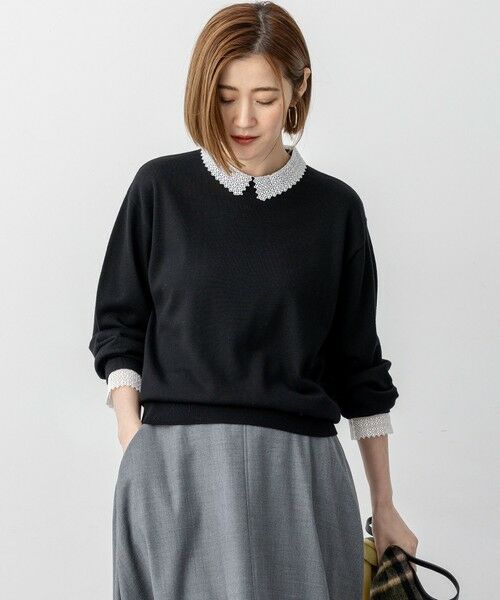 23区 / ニジュウサンク ニット・セーター | 【VERY・CLASSY.掲載/洗える】エンブロイダリー ジオメトリックレースコンビ ニット | 詳細13