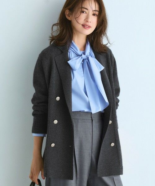 23区/ニジュウサンク 【見上愛さん着用/Oggi11月号掲載】カシミヤブレンド ニット ジャケット グレー系 40