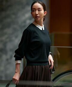 23区 / ニジュウサンク ニット・セーター | 【洗える】エンブロイダリー フラワーレースコンビ ニット