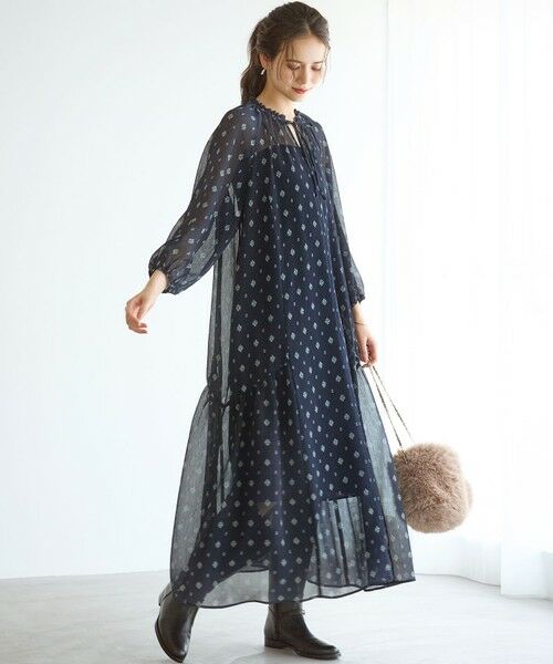 23区 / ニジュウサンク ロング・マキシ丈ワンピース | 【SLOW/一部店舗限定】クレープ フラワープリント ワンピース | 詳細1