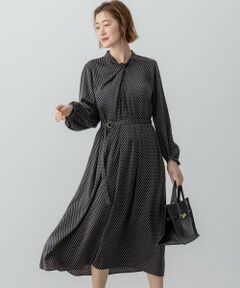 【23区】ロング　ワンピース　フレア　柄　50 大きいサイズ　ブラック　プリント プリント柄プリーツロングワンピース＜大きいサイズ有